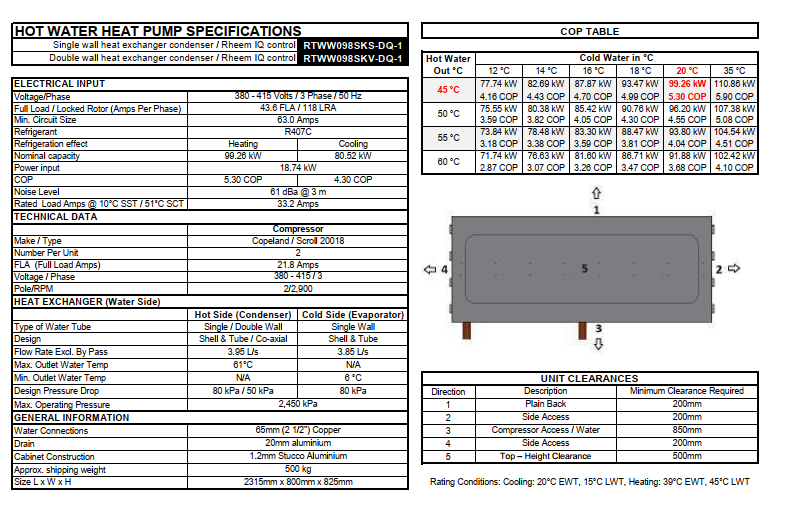 Bơm Nhiệt công nghiệp Rheem Nguồn Nước