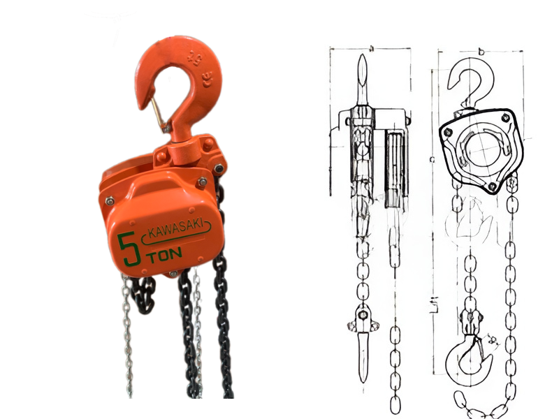 Cấu tạo pa lăng xích kéo tay Kawasaki 5T