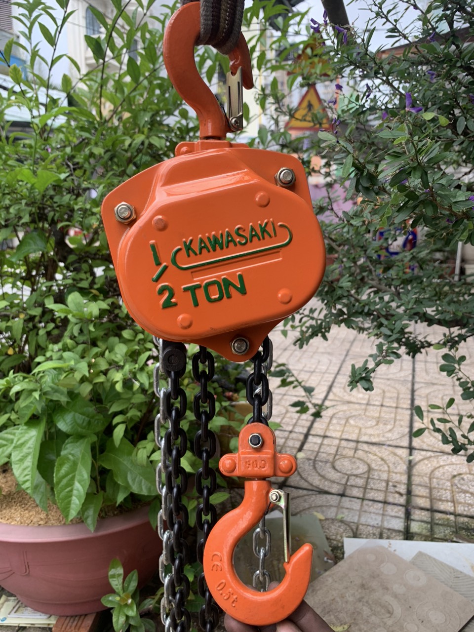 Pa lăng xích 500kg - kéo tay - Kawasaki 
